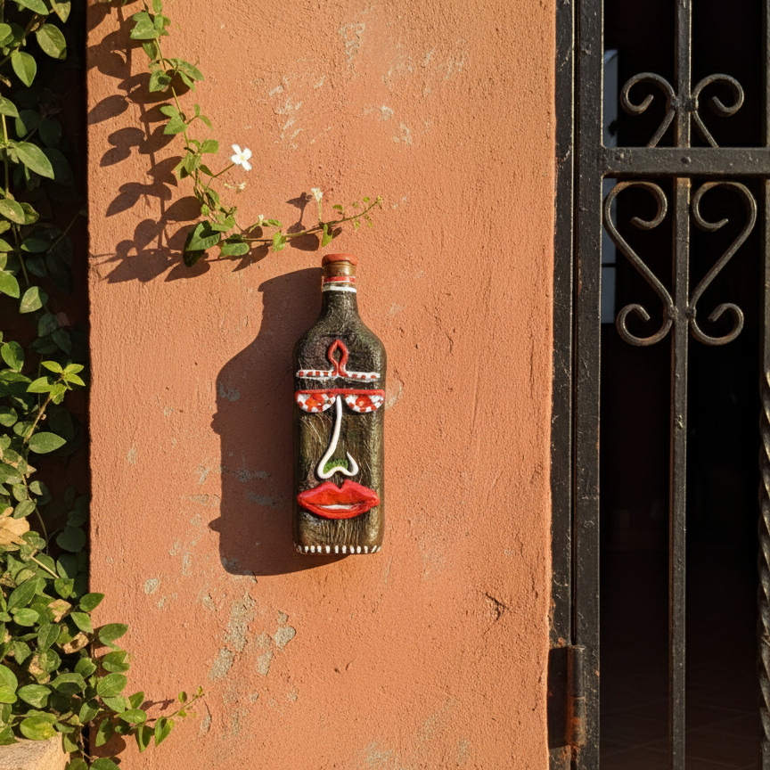 Handmade 3d wall art by Kalakarwaa inspired from devil face which was believed to be a nazar guardian and used to hang ouside our houses and spaces.